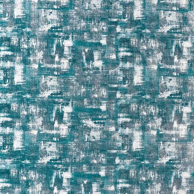 Clarke &amp; Clarke Tessellati Teal/Gilver Fabric