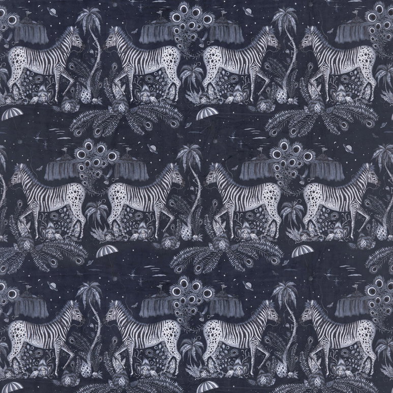 Clarke &amp; Clarke Lostworld Navy Fabric