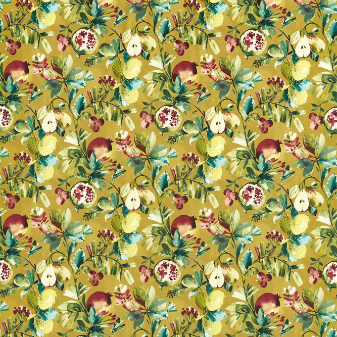 Clarke &amp; Clarke Fruta Ochre Velvet Fabric