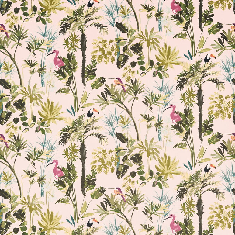 Clarke &amp; Clarke Palm Blush Velvet Fabric
