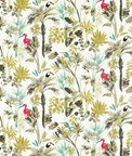 Clarke & Clarke Palm Charcoal/Citron Fabric