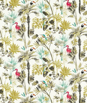 Clarke & Clarke Palm Charcoal/Citron Fabric