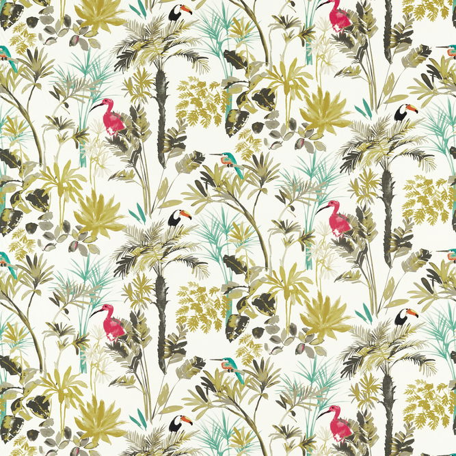 Clarke &amp; Clarke Palm Charcoal/Citron Fabric