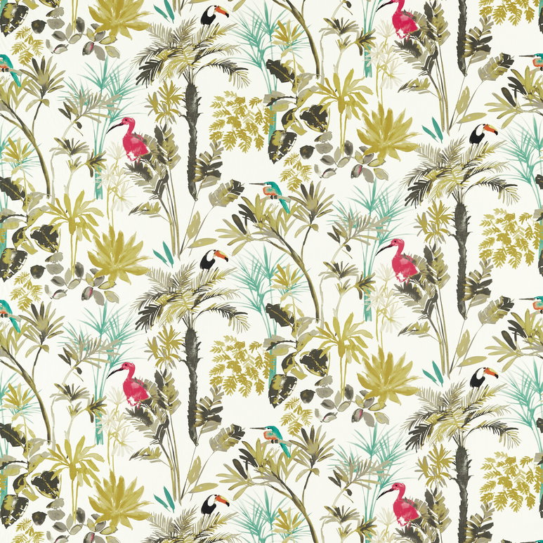 Clarke &amp; Clarke Palm Charcoal/Citron Fabric