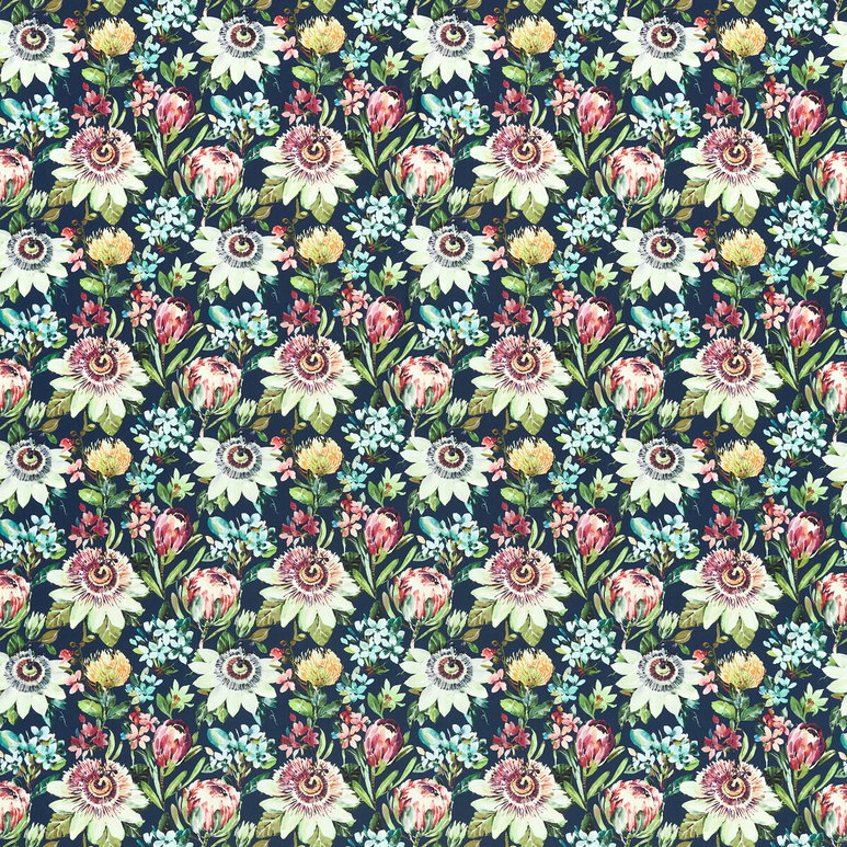 Clarke &amp; Clarke Paradise Midnight Velvet Fabric