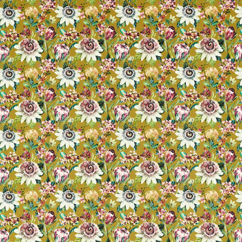 Clarke &amp; Clarke Paradise Ochre Velvet Fabric