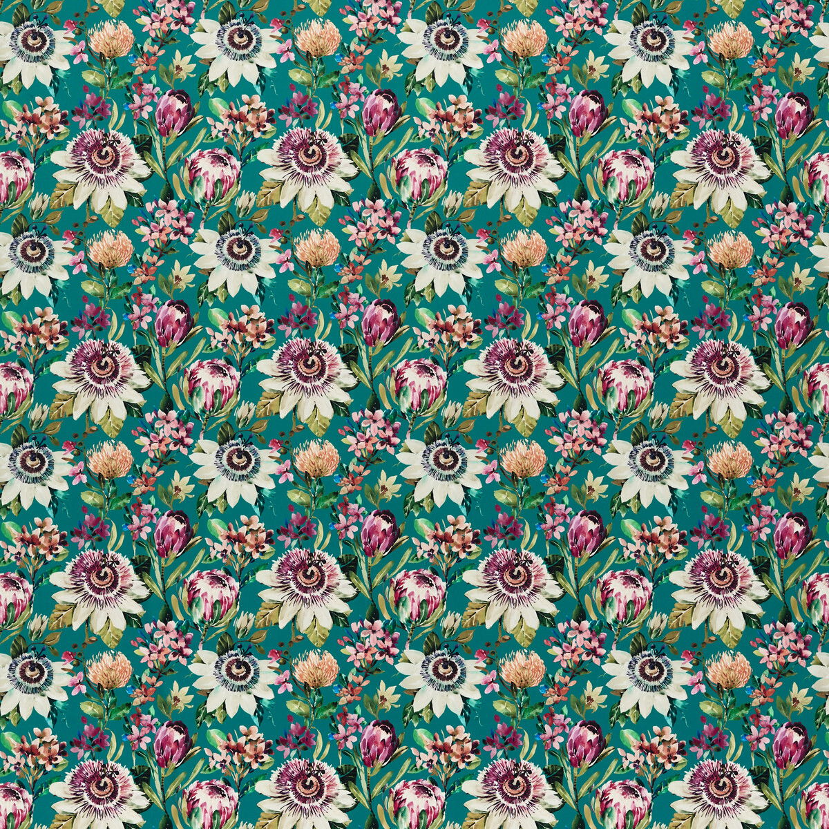 Clarke & Clarke Paradise Teal Velvet Fabric | OnlineFabricStore