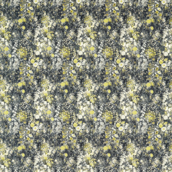 Clarke &amp; Clarke Rosedene Charcoal/Chartreuse Fabric