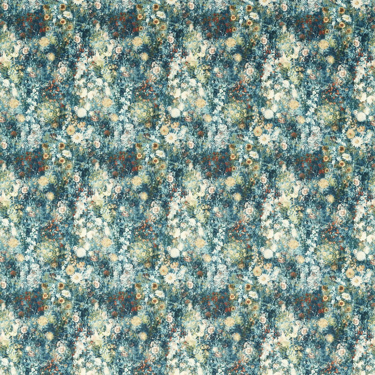 Clarke &amp; Clarke Rosedene Denim/Spice Fabric