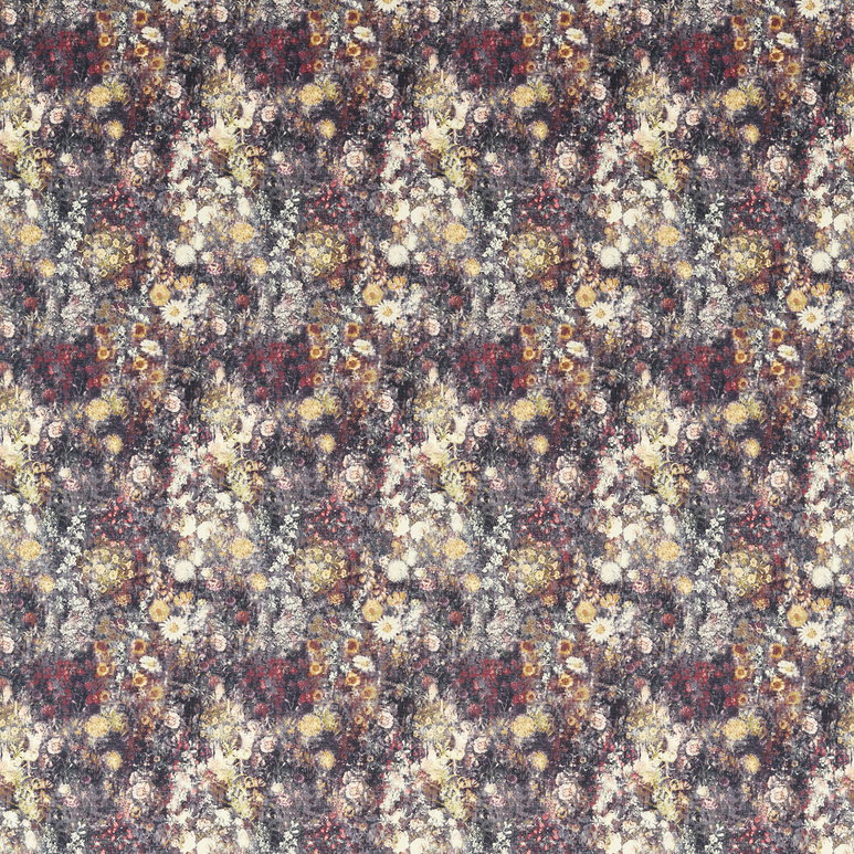 Clarke &amp; Clarke Rosedene Raspberry/Ochre Fabric