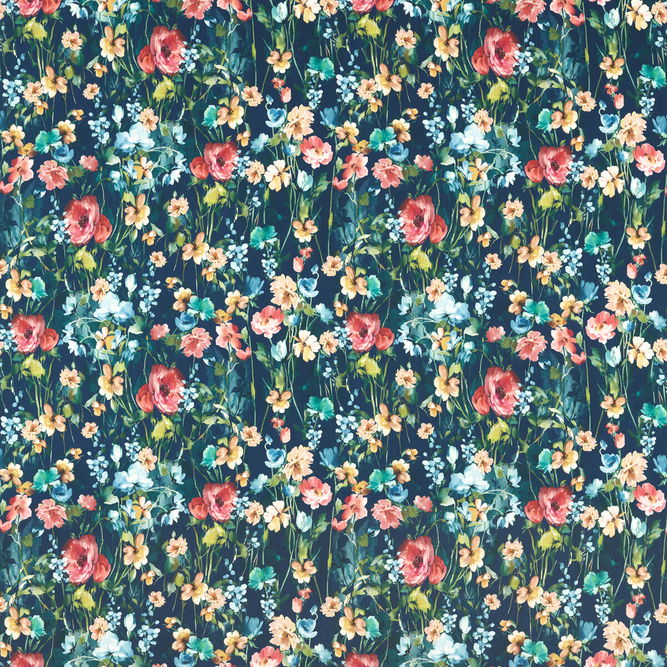 Clarke &amp; Clarke Wild Meadow Midnight Velvet Fabric