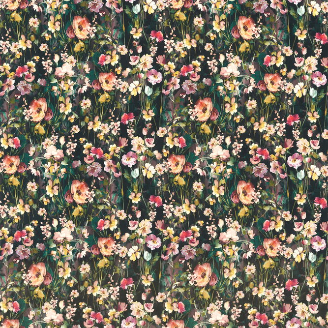 Clarke &amp; Clarke Wild Meadow Noir Velvet Fabric
