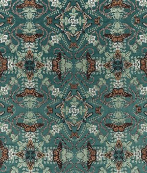 Clarke & Clarke Emerald Forest Teal Jacquard Fabric