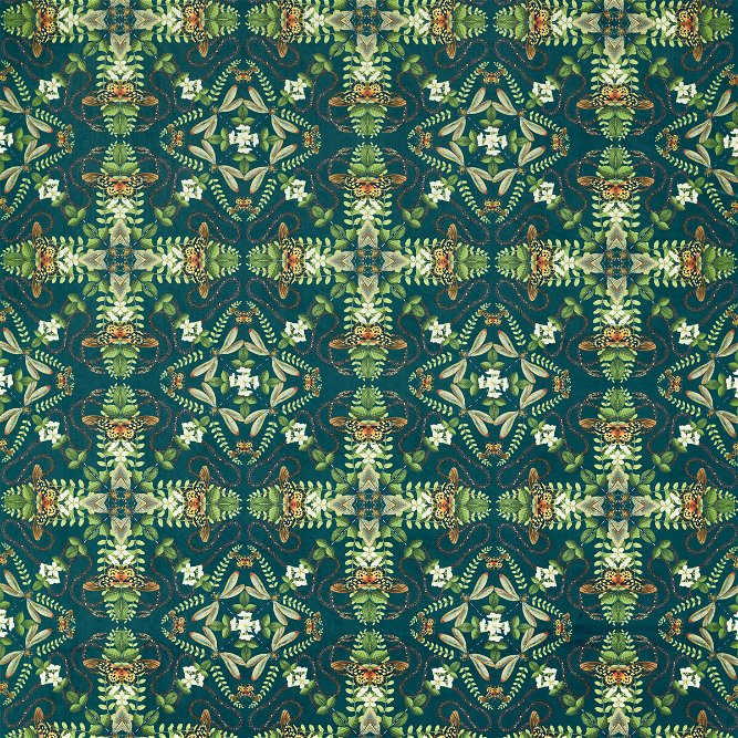 Clarke &amp; Clarke Emerald Forest Teal Velvet Fabric