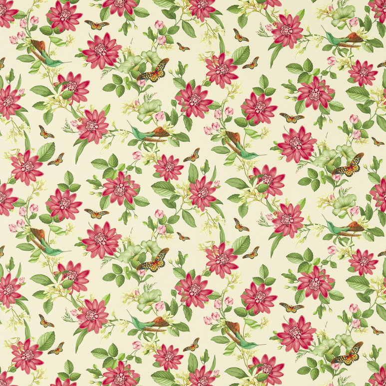 Clarke &amp; Clarke Pink Lotus Ivory Fabric