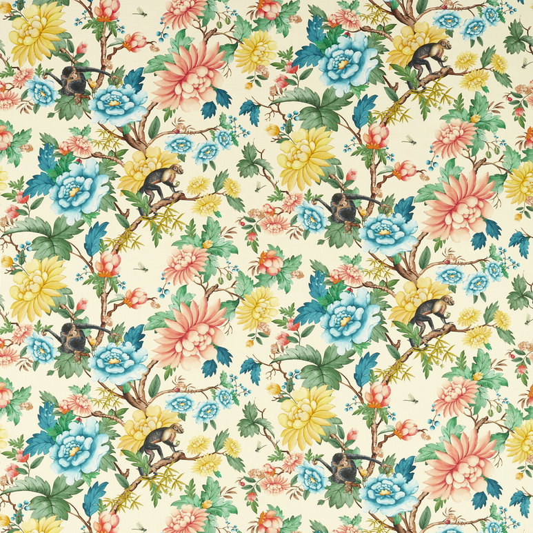 Clarke &amp; Clarke Sapphire Garden Ivory Fabric