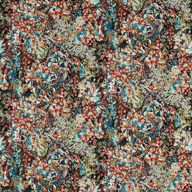 Clarke &amp; Clarke Aubrey Velvet Midnight/Spice Fabric