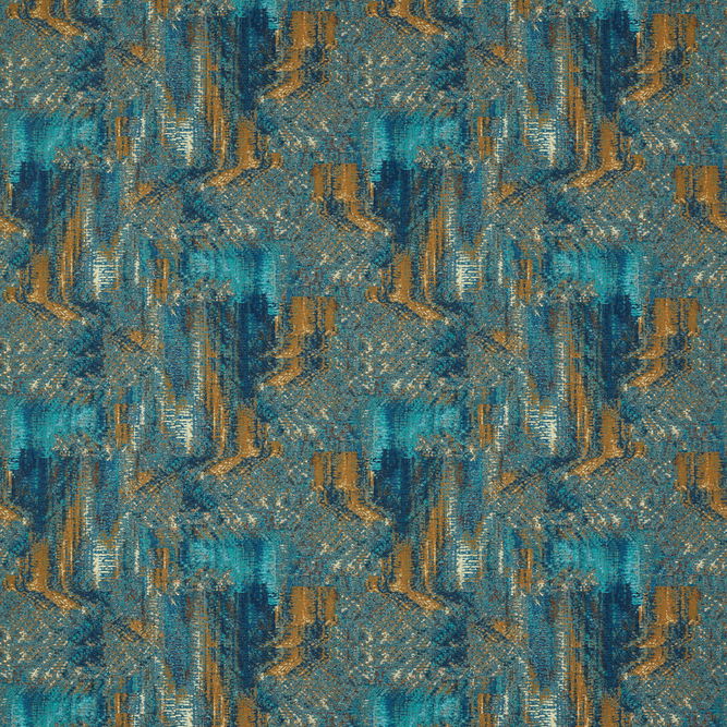 Clarke &amp; Clarke Hillcrest Velvet Teal/Spice Fabric