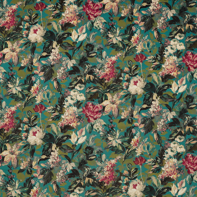 Clarke &amp; Clarke Lilum Peacock Velvet Fabric