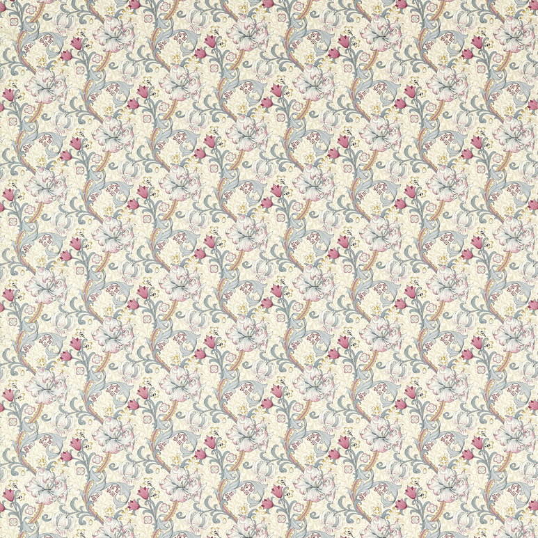 Clarke &amp; Clarke Golden Lily Dove/Plum Fabric