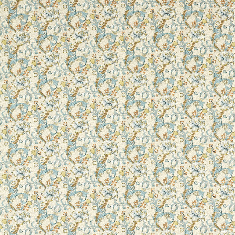 Clarke &amp; Clarke Golden Lily Linen/Teal Fabric