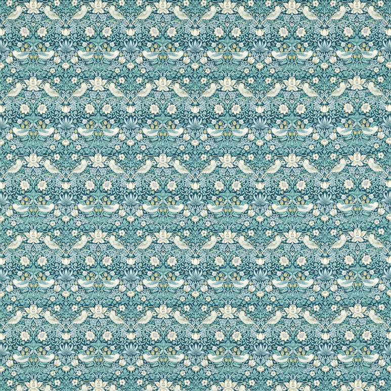 Clarke &amp; Clarke Strawberry Thief Teal Fabric