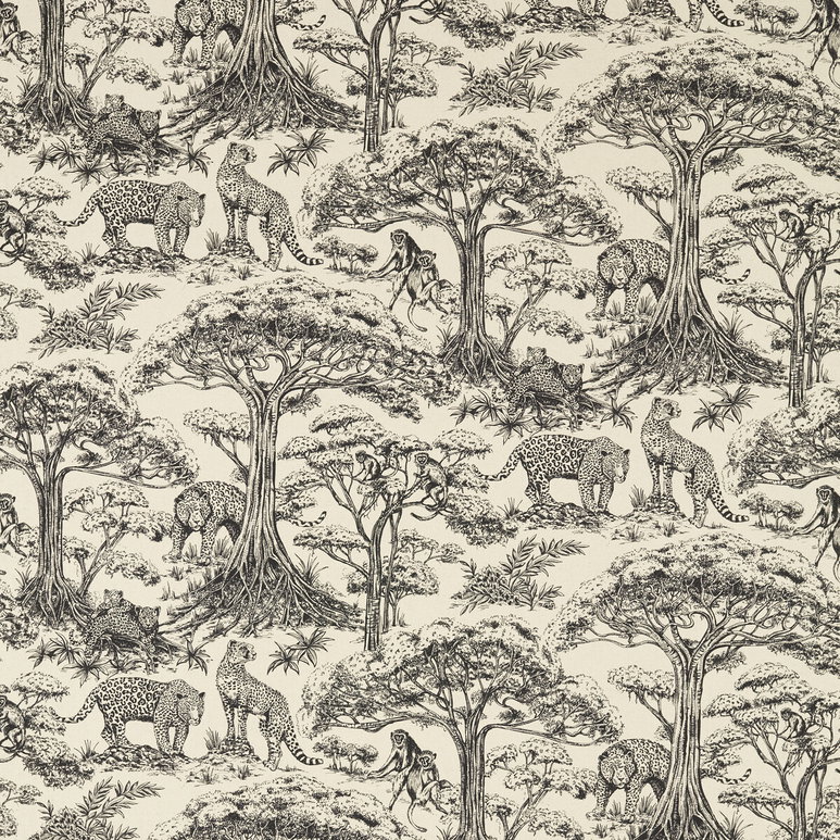 Clarke &amp; Clarke Kisumu Noir/Linen Fabric