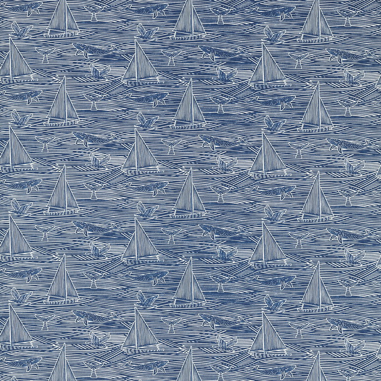 Clarke &amp; Clarke Fin Navy Fabric