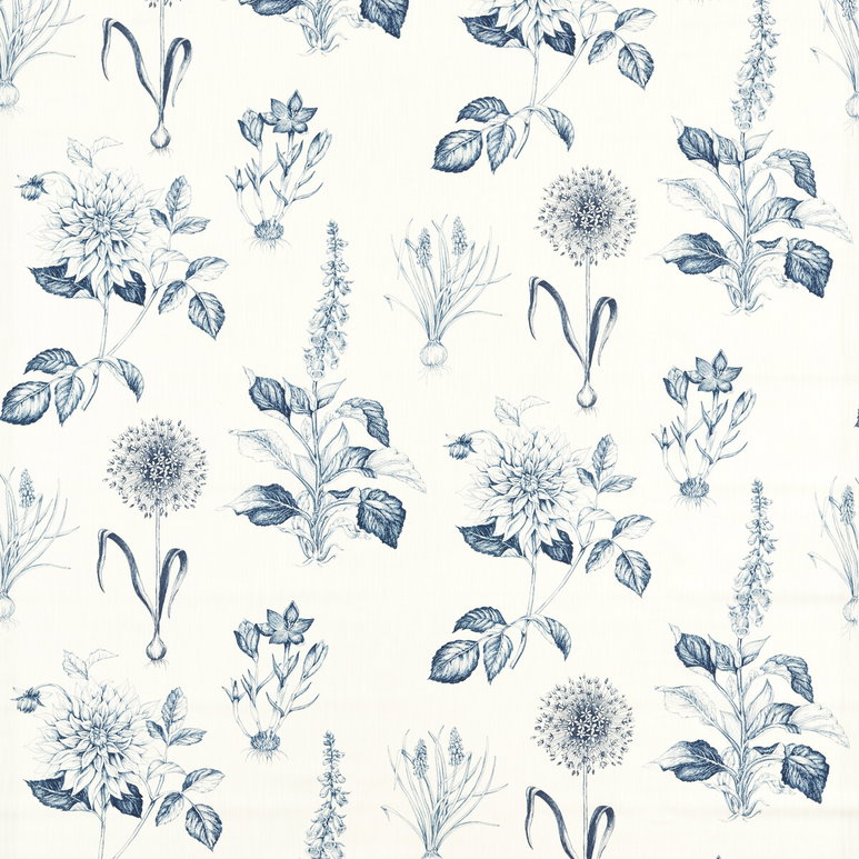 Clarke &amp; Clarke Roseraie Midnight Fabric