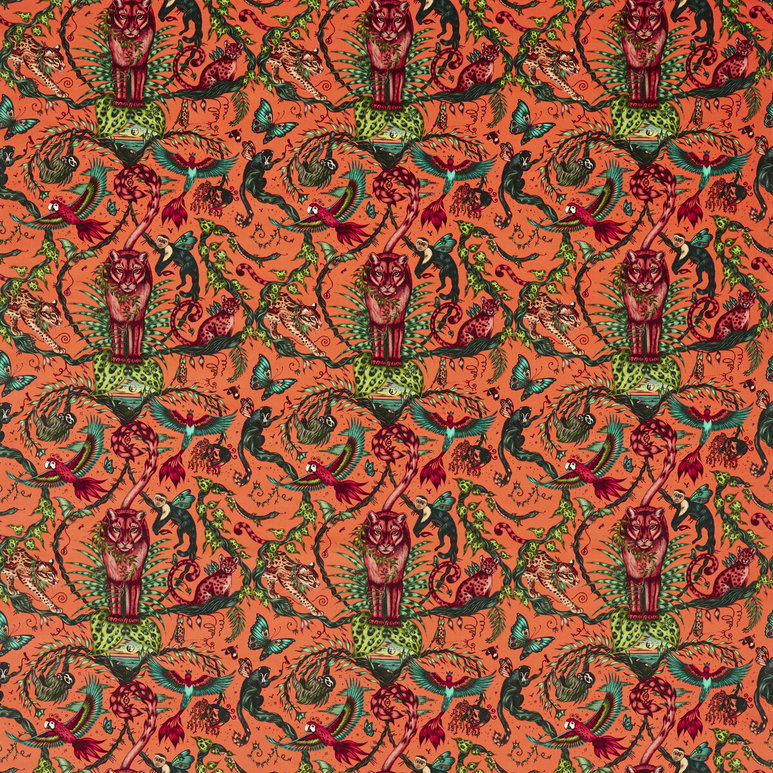 Clarke &amp; Clarke Bosque Dreams Velvet Coral Fabric
