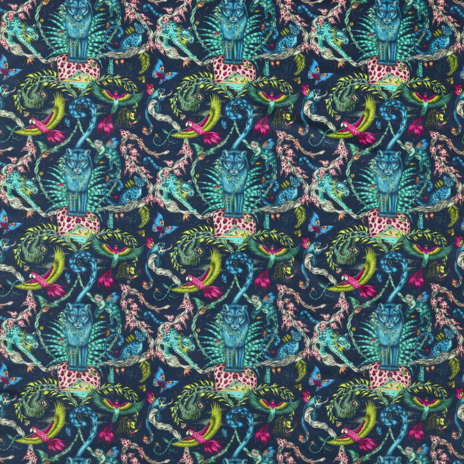 Clarke &amp; Clarke Bosque Dreams Velvet Navy Fabric