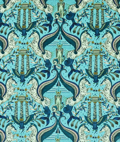 Clarke & Clarke Odyssey Mythos Velvet Peacock Fabric