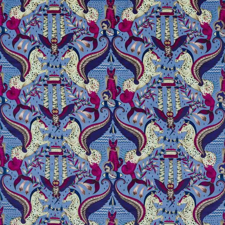 Clarke &amp; Clarke Odyssey Mythos Velvet Periwinkle Fabric