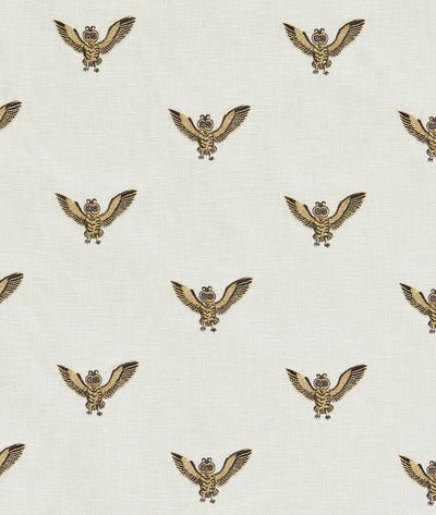 Clarke & Clarke Owl Of Athena Gold Embroidery Fabric