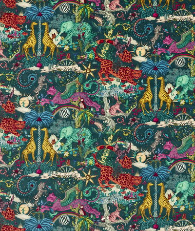 Clarke & Clarke Paradise Lost Velvet Teal Fabric