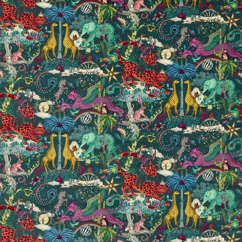 Clarke &amp; Clarke Paradise Lost Velvet Teal Fabric