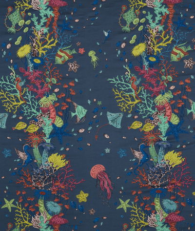 Clarke & Clarke Seaforest Jacquard Navy Fabric