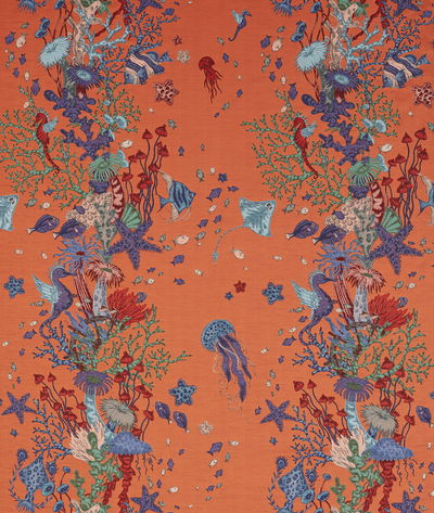 Clarke & Clarke Seaforest Jacquard Peach Fabric