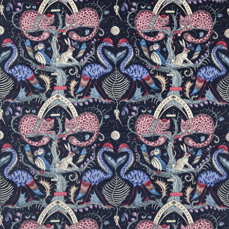 Clarke &amp; Clarke Wonder World Velvet Berry Fabric