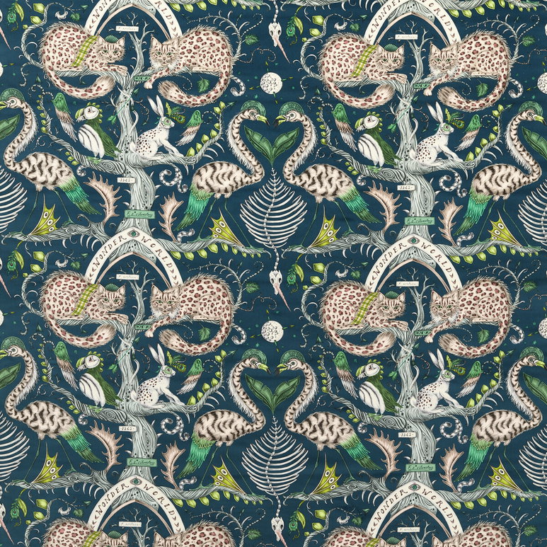 Clarke &amp; Clarke Wonder World Velvet Teal Fabric