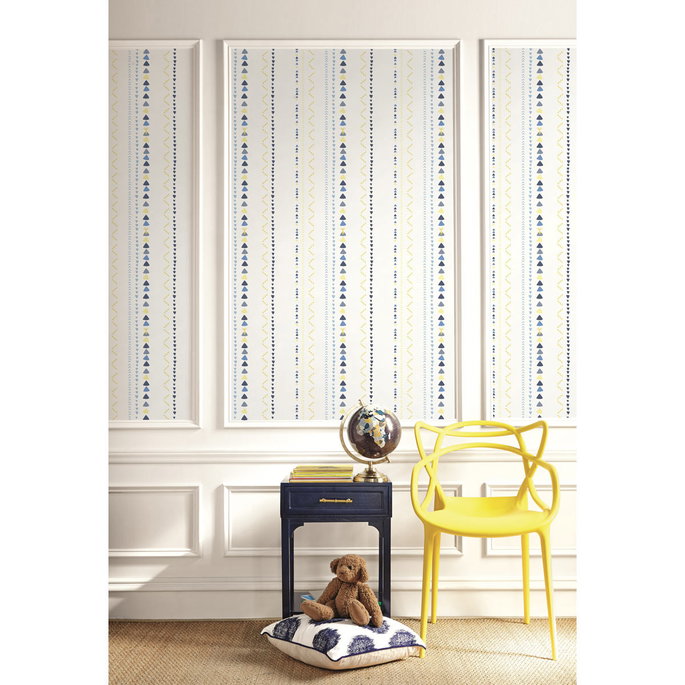 Seabrook Designs Volcano Stripe Gold &amp; Blue Wallpaper image 2 of 2