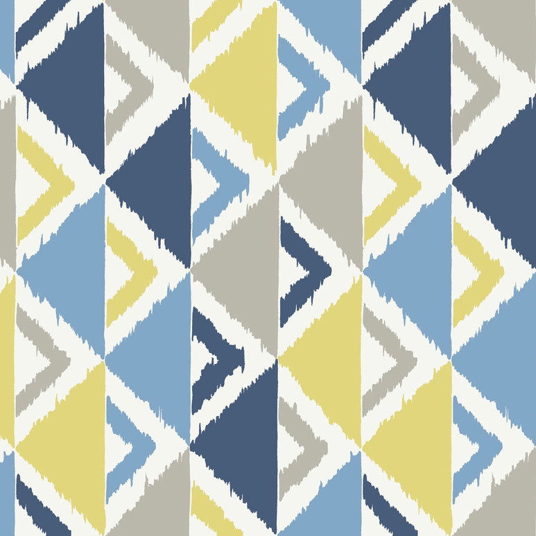 Seabrook Designs Dino Peak Blue &amp; Gold Wallpaper