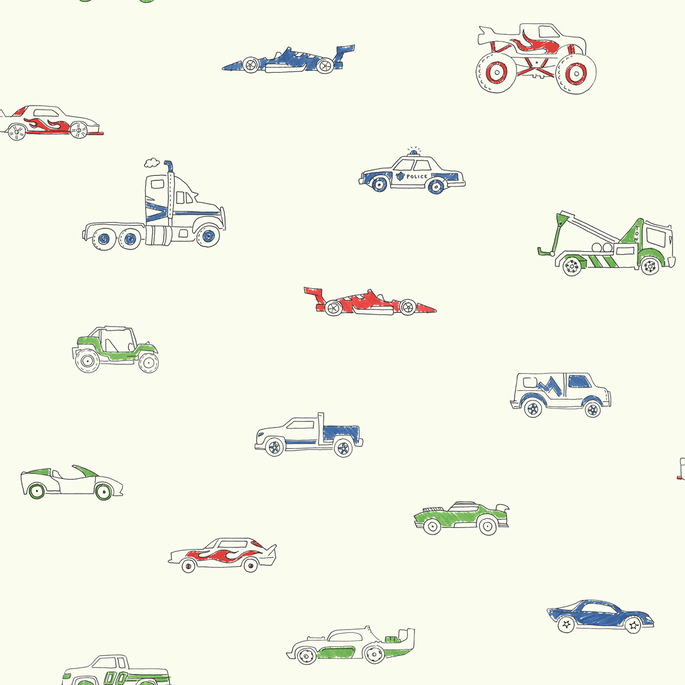 Seabrook Designs Traffic Jam Multicolored Wallpaper image 1 of 2