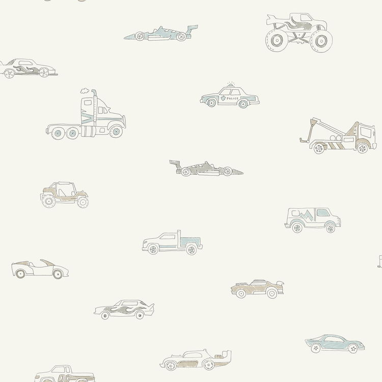 Seabrook Designs Traffic Jam Blue & Gray Wallpaper