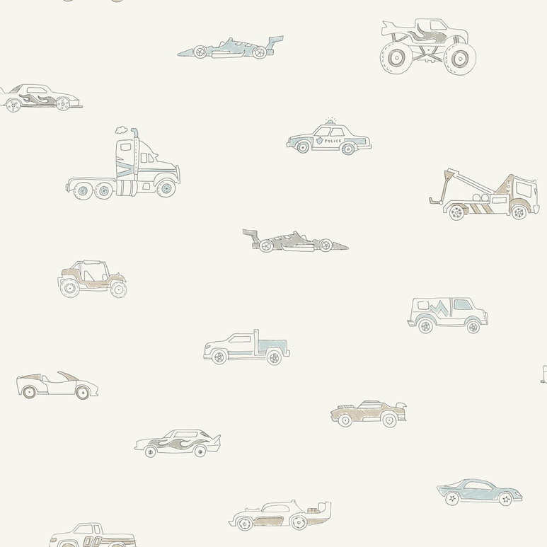Seabrook Designs Traffic Jam Blue &amp; Gray Wallpaper
