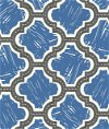 Seabrook Designs Racetrack Ogee Charcoal & Royal Blue Wallpaper