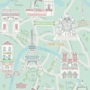 Seabrook Designs Bon Voyage Teal & Periwinkle Wallpaper