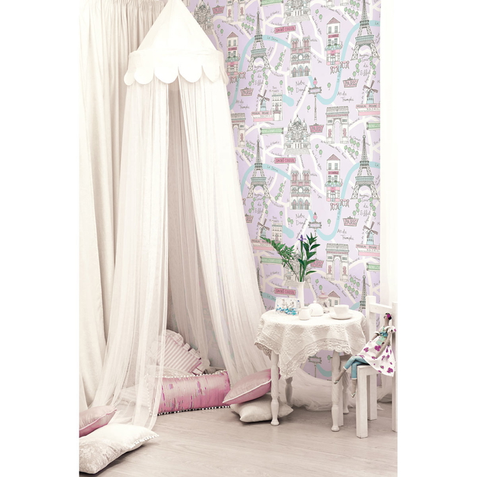 Seabrook Designs Bon Voyage Lilac &amp; Turquoise Wallpaper image 2 of 2