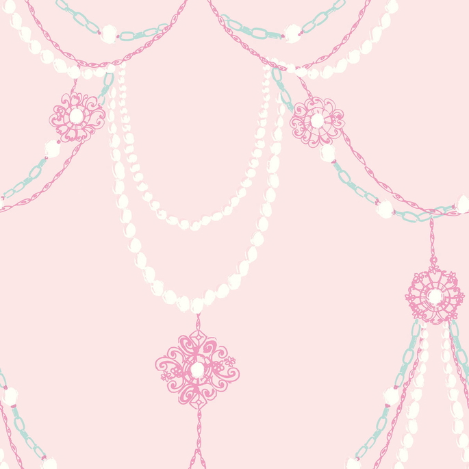 Seabrook Designs Dressed Up Drape Blush &amp; Teal Wallpaper image 1 of 2