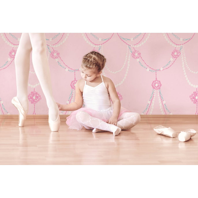 Seabrook Designs Dressed Up Drape Blush &amp; Teal Wallpaper image 2 of 2